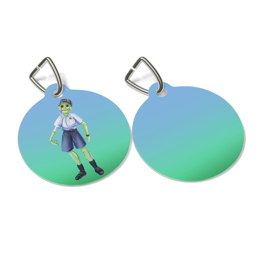 Blue Ombre Zombie Mailman Dog Tag