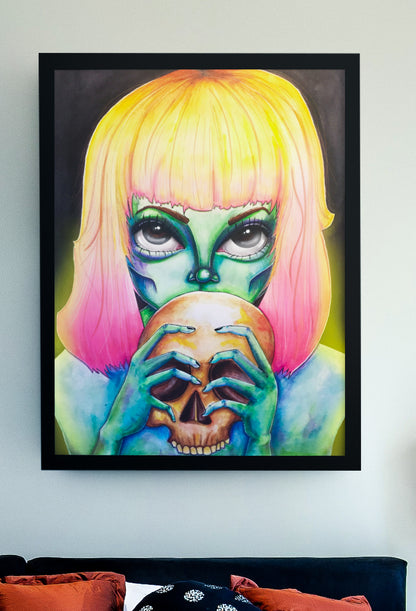 Neon Skull Art Print